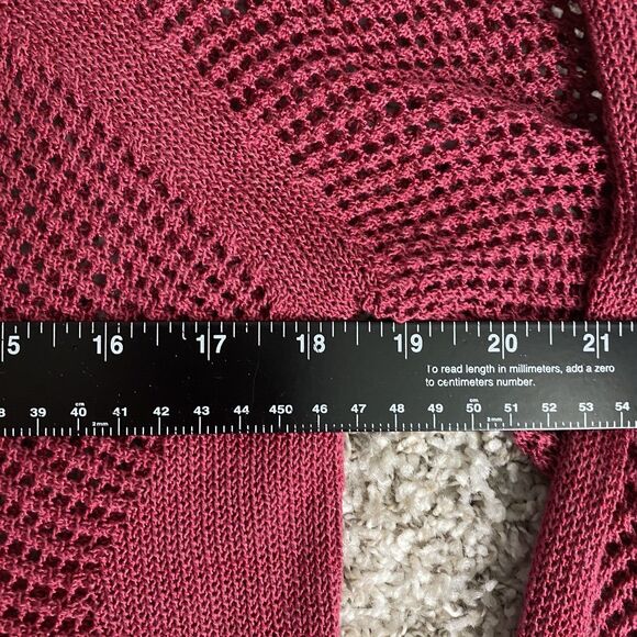 Lucky Brand Womens Large Cardigan Open Knit Red Bohemian Boho Chic Whimisgoth - Picture 10 of 11